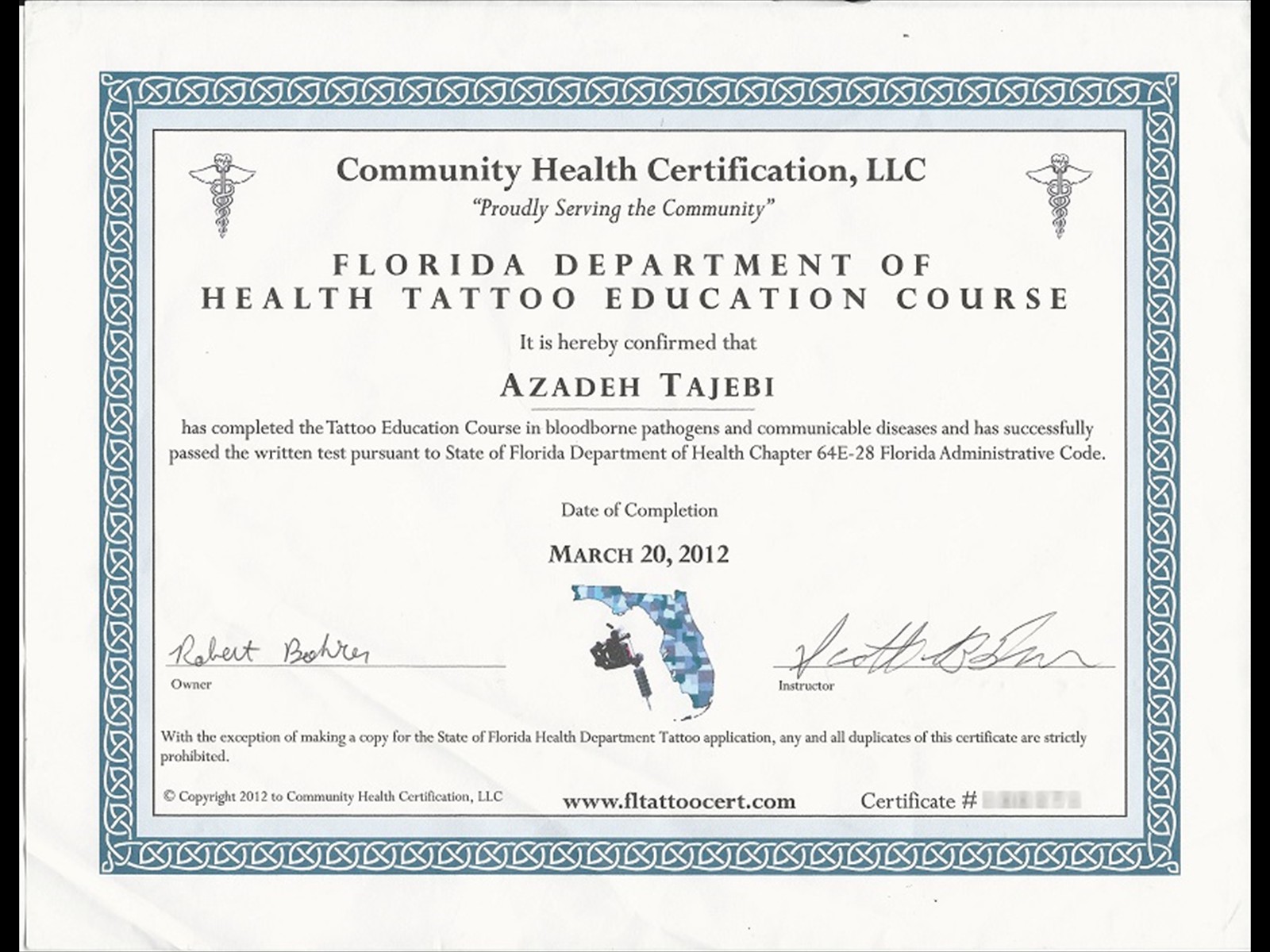 Florida Department of Health Tattoo Education Course
